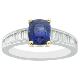 18ct White & Yellow Gold 2.10ct Sapphire & Diamond Ring