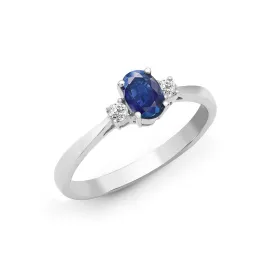 18ct White Gold Diamond And Sapphire 3 Stone Ring