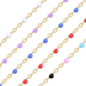 18K Gold PVD Stainless Steel Beaded Chain - By The Foot / SPL1015