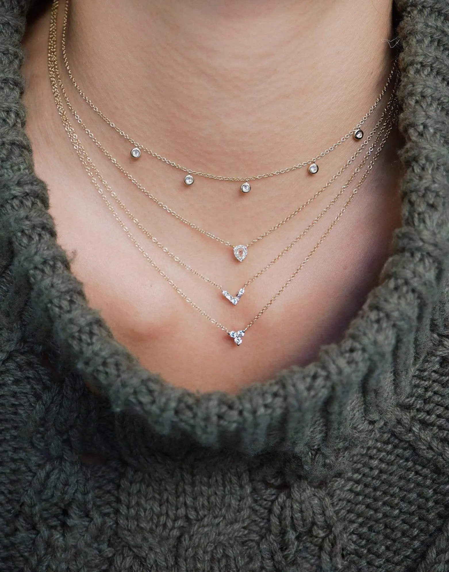 5 Diamond Bezel Choker Necklace