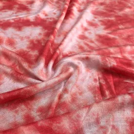 64" Pink & White Modal Spandex Stretch Tie Dyed Jersey Knit Fabric By the Yard