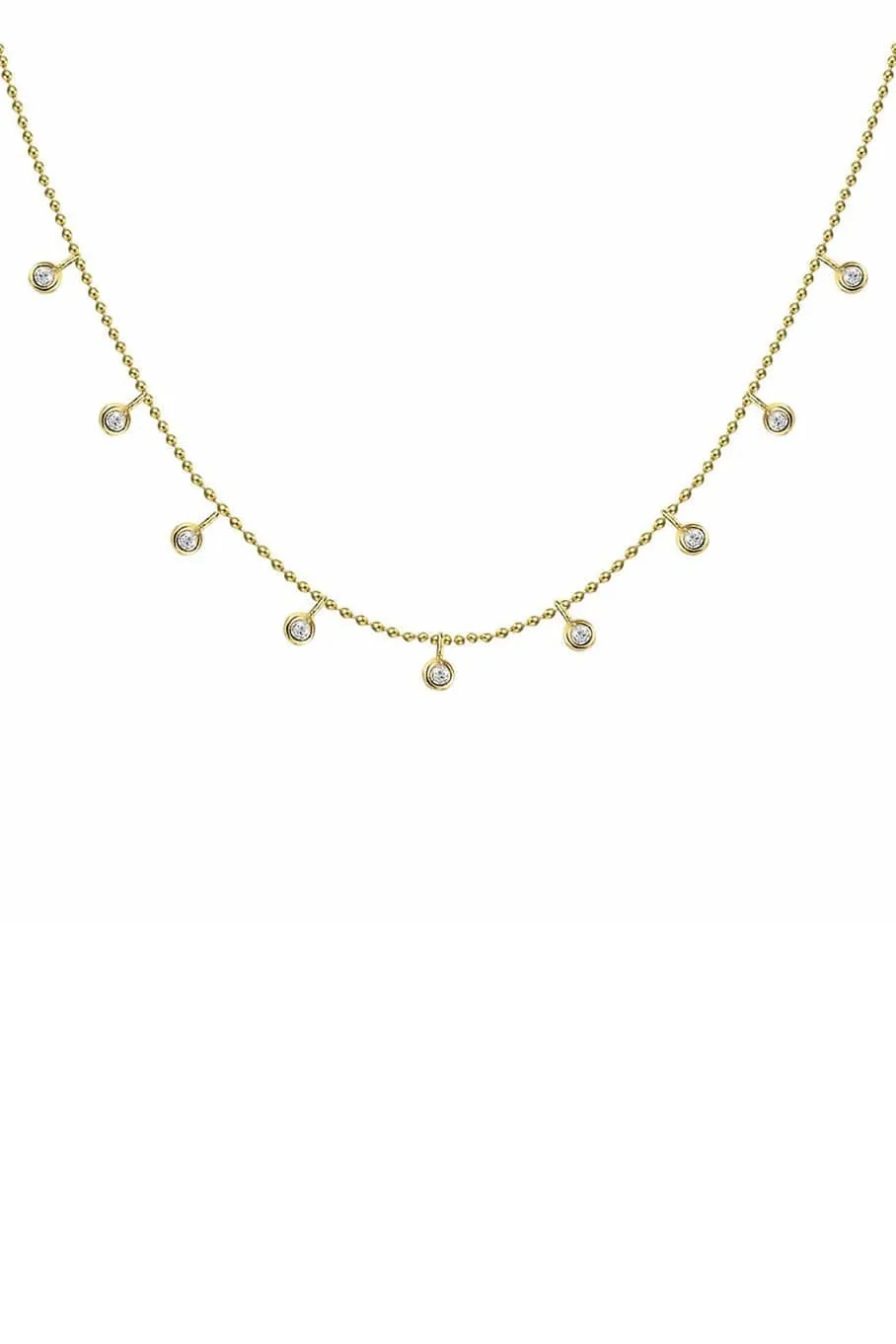 9 Diamond Drop Station Choker - Yellow Gold