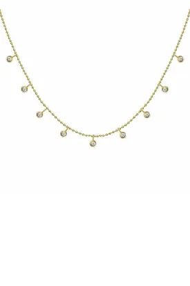 9 Diamond Drop Station Choker - Yellow Gold