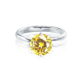 ANNORA - Chatham® Yellow Sapphire Platinum 950 Twist Solitaire Ring