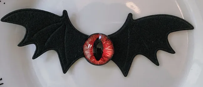 Black Bat Hair Clip w/ Red Eye Detail