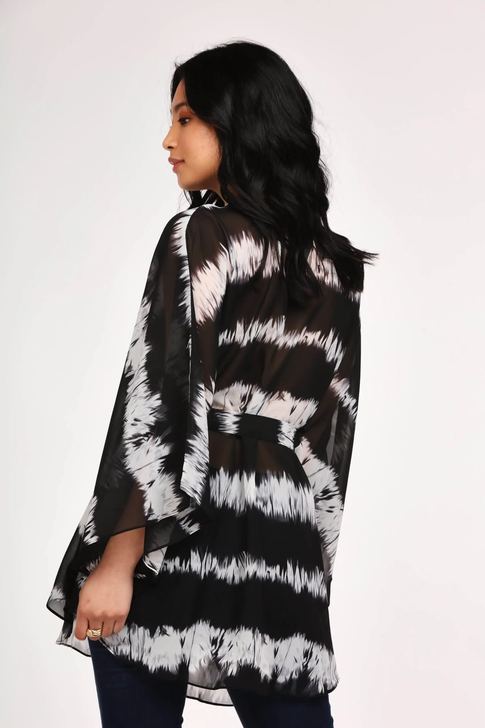 Black Tie Dye Zip Kaftan