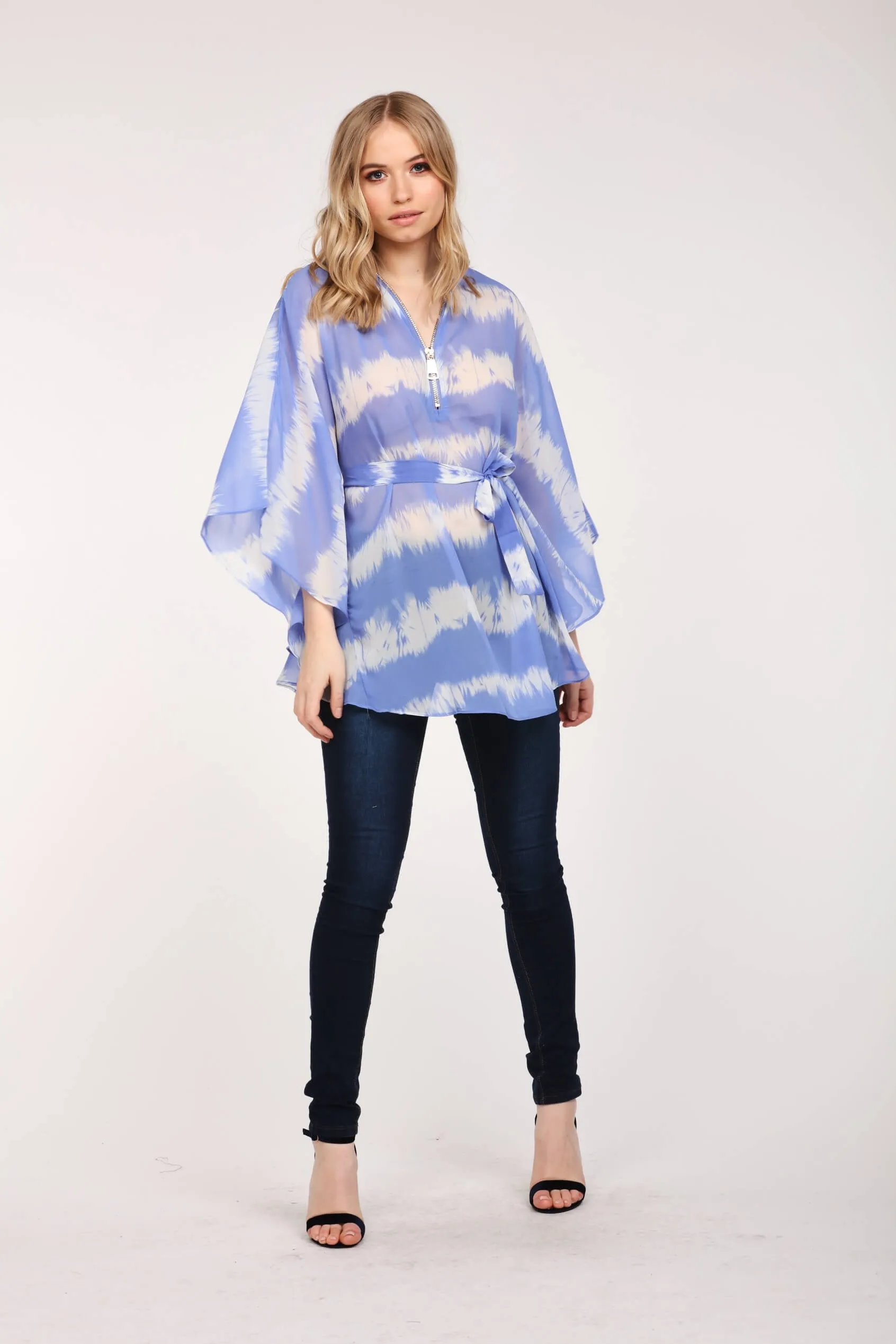 Blue Tie Dye Zip Kaftan