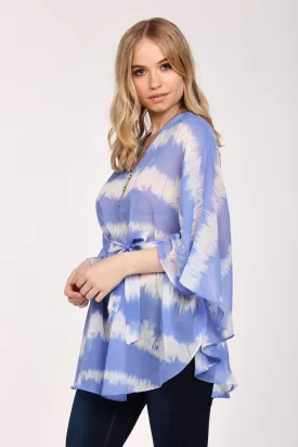 Blue Tie Dye Zip Kaftan