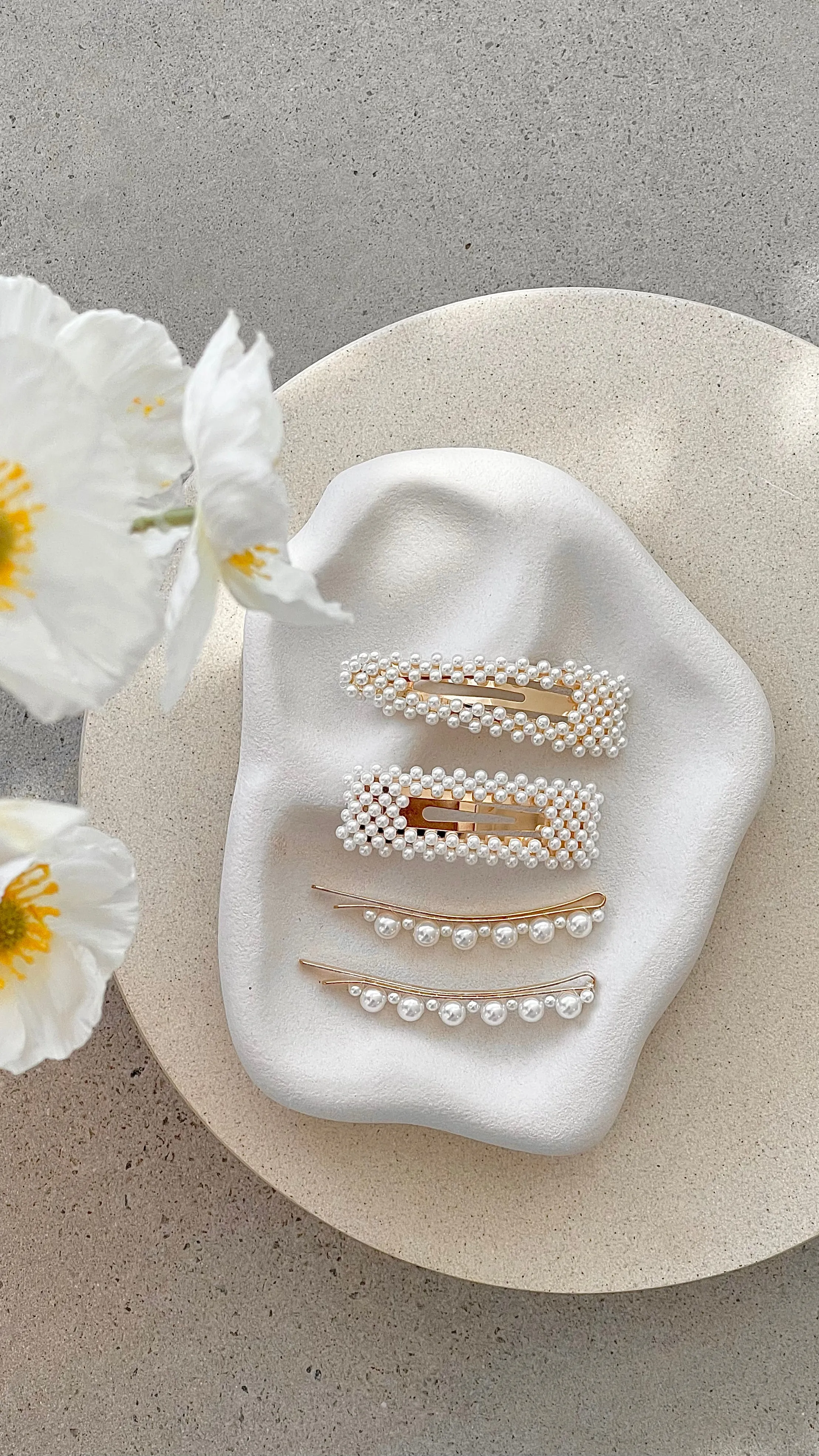 Cecily Hair Clip Set - Pearl