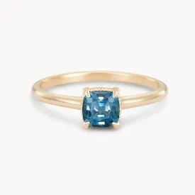 daydream bliss one-of-a-kind ring - 14k yellow gold, cushion cut blue sapphire