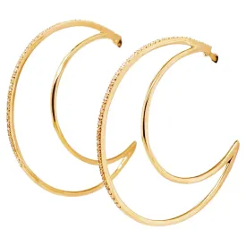 Diamond Crescent Moon Hoop Earrings