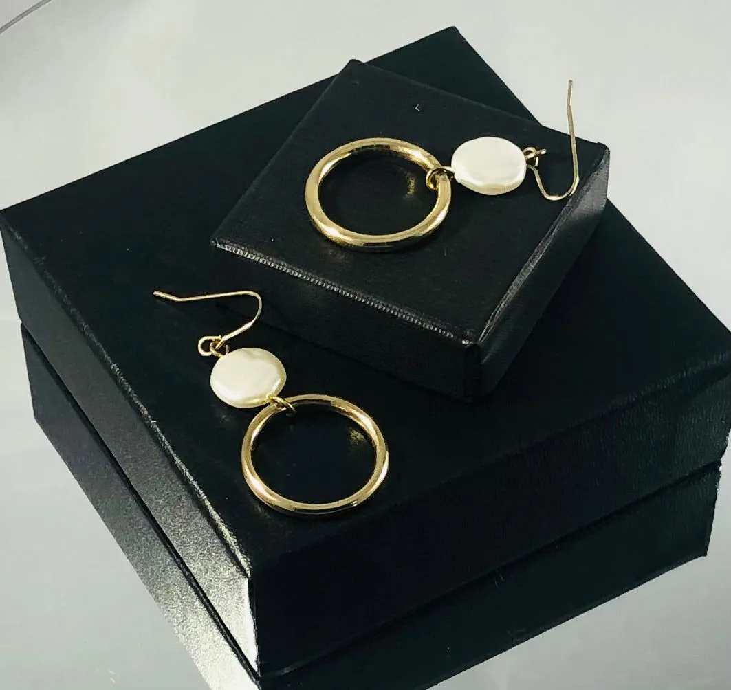 Gold-plated Hoop Earrings With Pearls