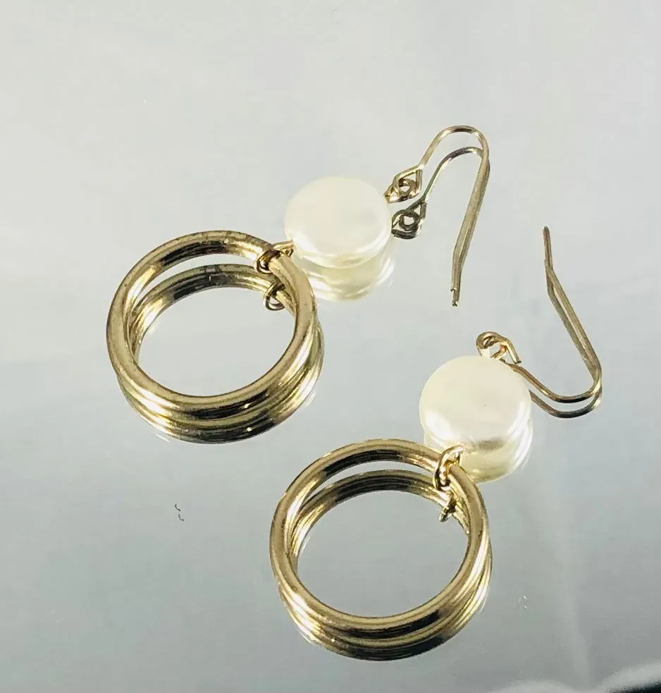 Gold-plated Hoop Earrings With Pearls