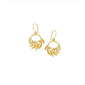 Gold Wee Fern Hoop Earrings