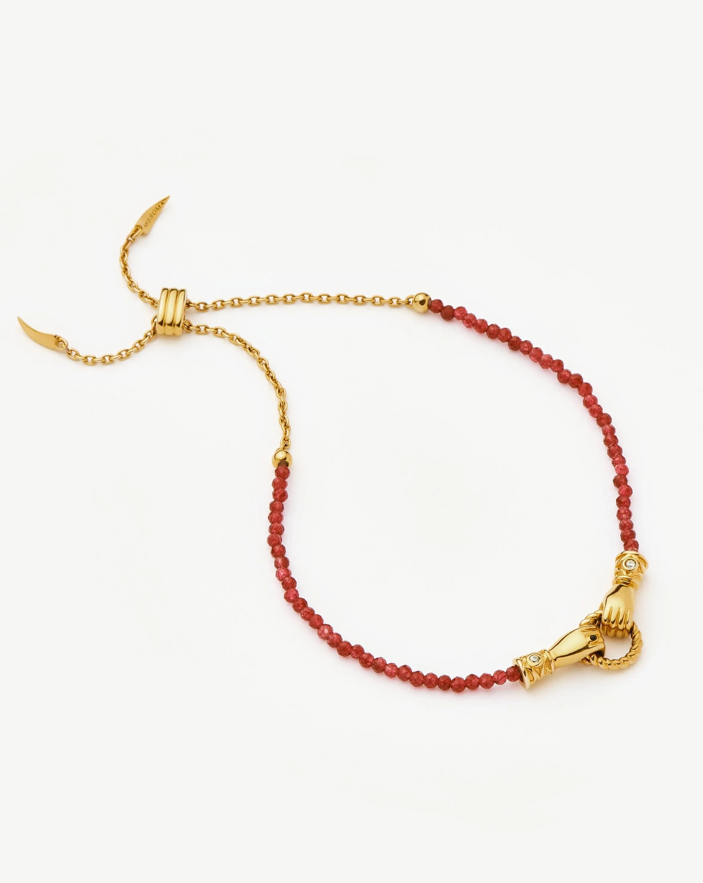 Exquisite Harris Reed 18k Gold Plated Gemstone Slider Bracelet with Red Quartz