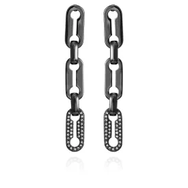 Hematite Link Dangle Drop Earrings