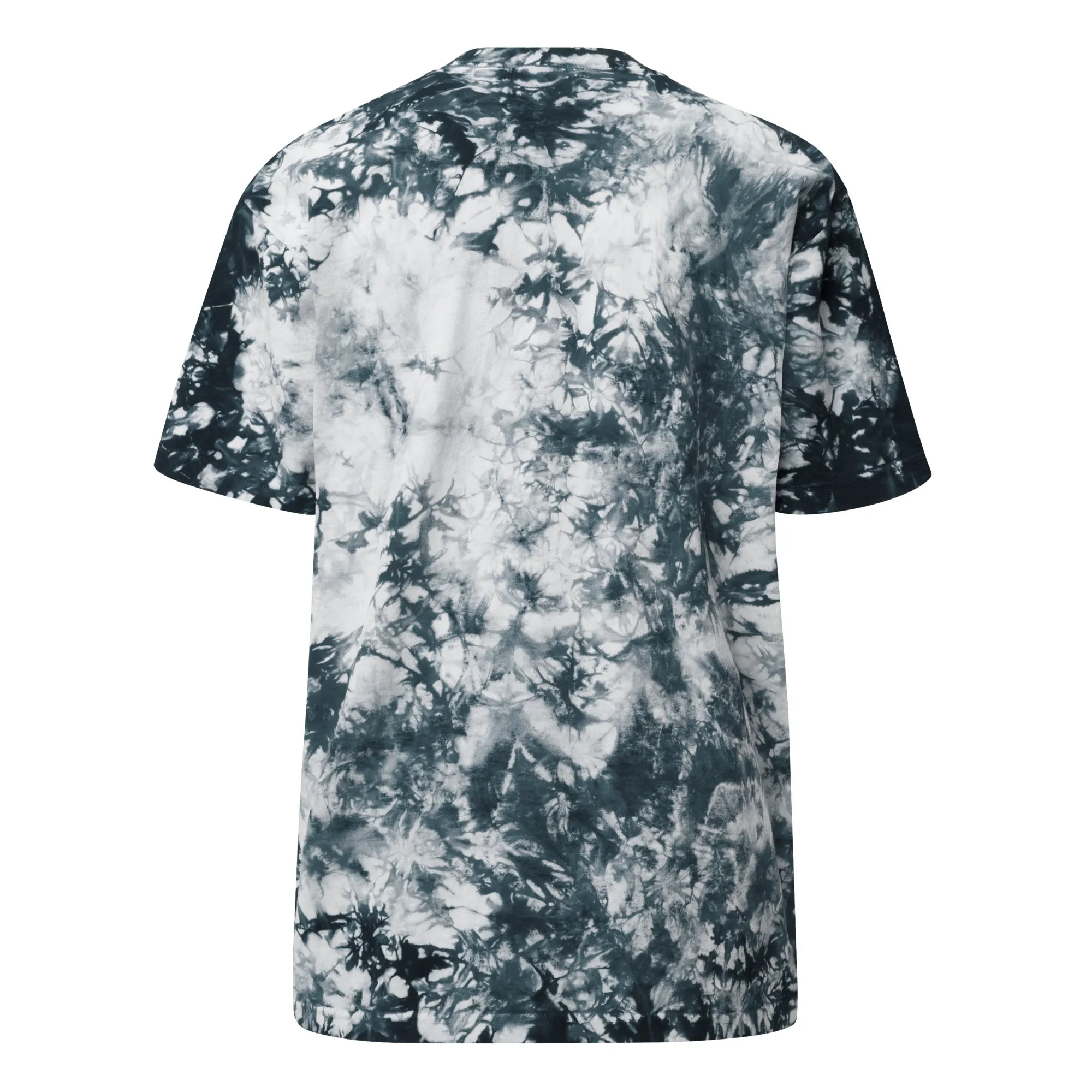 Men's Embroidered Oversized Black And White Tie-Dye Tee