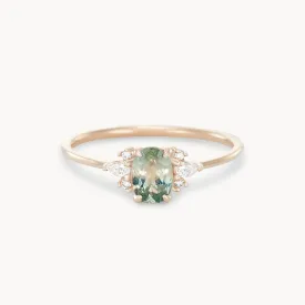 orbit of love one-of-a-kind - 14k yellow gold ring, green sapphire