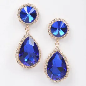 Sapphire Rhinestone Dangle Earrings