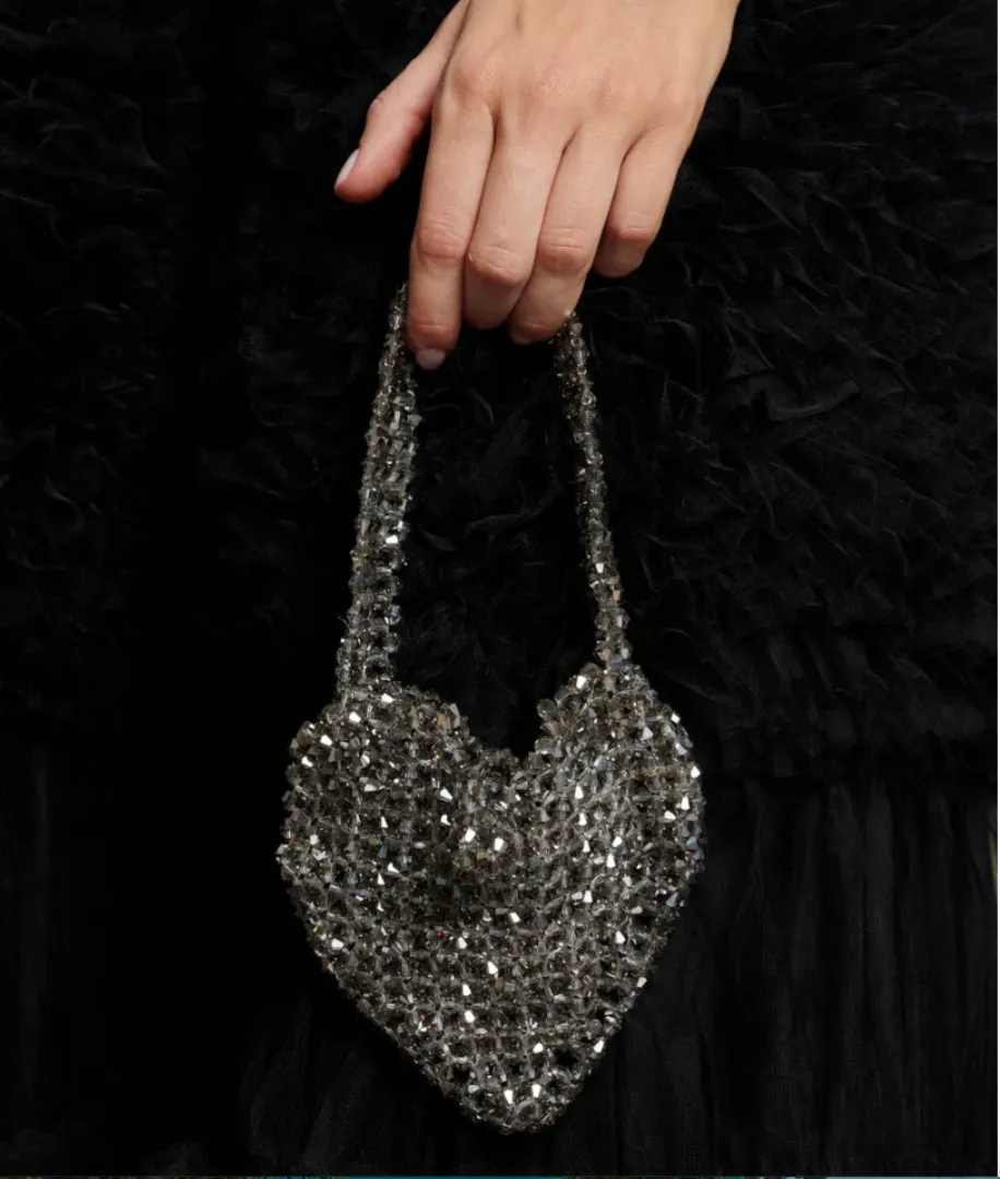 Sister Jane Black Swan Beaded Bag