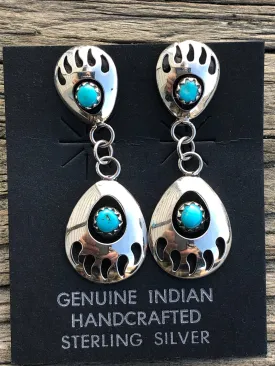 Sterling silver and Turquoise Bear paw earrings